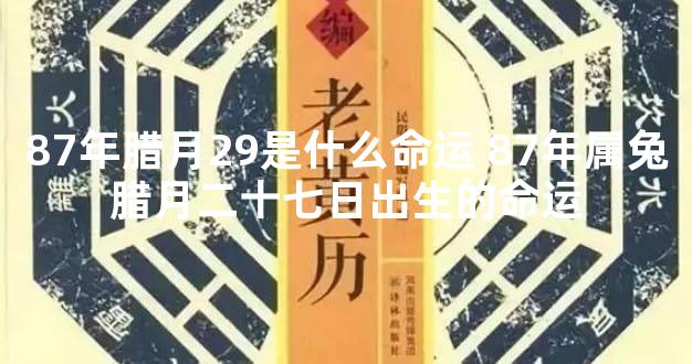 87年腊月29是什么命运 87年属兔腊月二十七日出生的命运